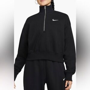 Nike Phoenix Fleece Crop Sweatshirt Medium Black